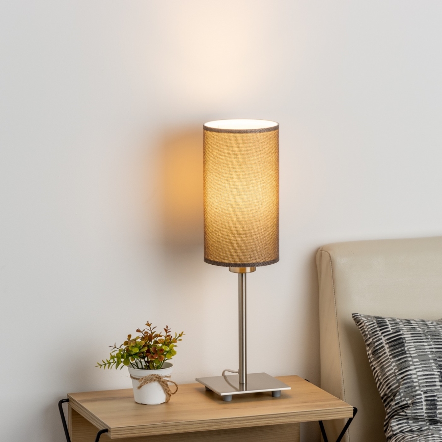 Eglo - Lampada da tavolo LED TUNJA 1xE27/60W/230V 26,5 cm cromo opaco/marrone