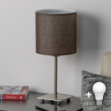 Eglo - Lampada da tavolo LED TUNJA 1xE27/60W/230V 26,5 cm cromo opaco/marrone