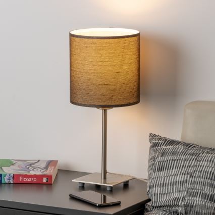 Eglo - Lampada da tavolo LED TUNJA 1xE27/60W/230V 26,5 cm cromo opaco/marrone