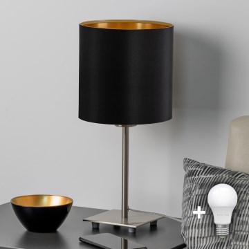 Eglo - Lampada da tavolo LED TUNJA 1xE27/60W/230V 26,5 cm cromo opaco/nero