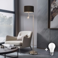 Eglo - Lampada da terra LED TUNJA 1xE27/60W/230V + LED/2,1W Ø 38 cm cromo opaco/marrone