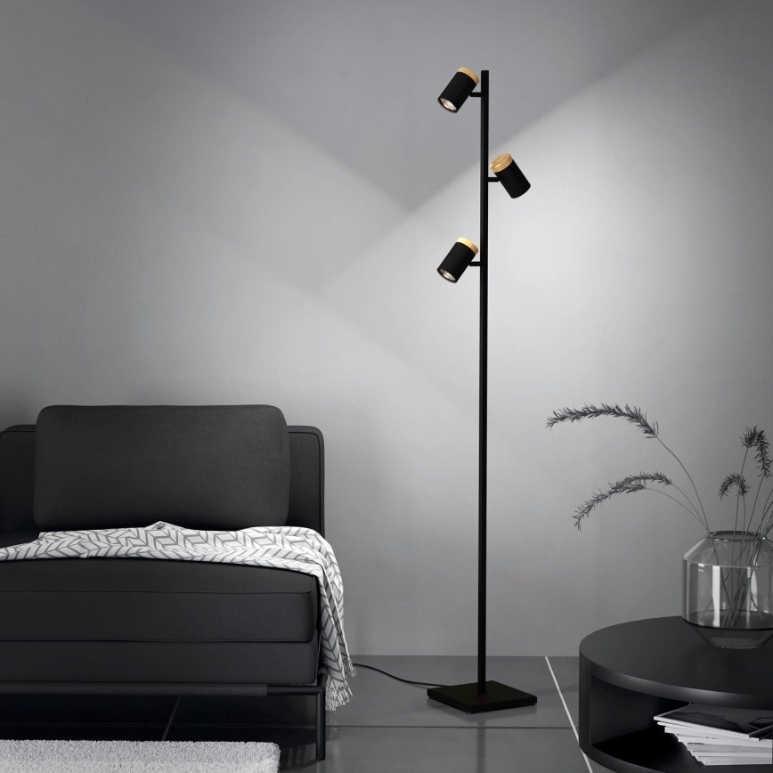 Eglo - Lampada LED da terra 3xGU10/4,5W/230V 3000K nero/marrone