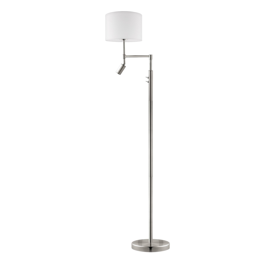 Eglo - Lampada LED da terra TUNJA 1xE27/60W/230V + LED/2,1W diametro 30 cm cromo opaco/bianco
