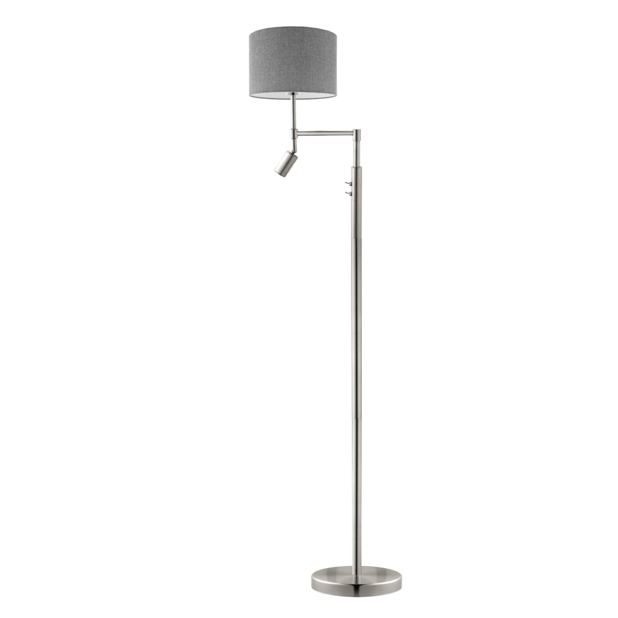 Eglo - Lampada LED da terra TUNJA 1xE27/60W/230V + LED/2,1W diametro 30 cm cromo opaco/grigio