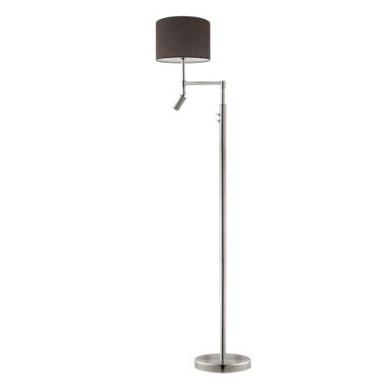 Eglo - Lampada LED da terra TUNJA 1xE27/60W/230V + LED/2,1W diametro 30 cm cromo opaco/marrone