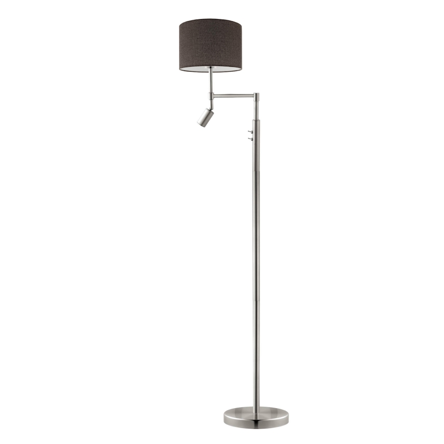 Eglo - Lampada LED da terra TUNJA 1xE27/60W/230V + LED/2,1W diametro 30 cm cromo opaco/marrone
