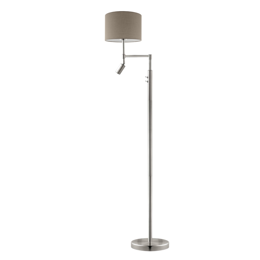 Eglo - Lampada LED da terra TUNJA 1xE27/60W/230V + LED/2,1W diametro 30 cm cromo opaco/taupe