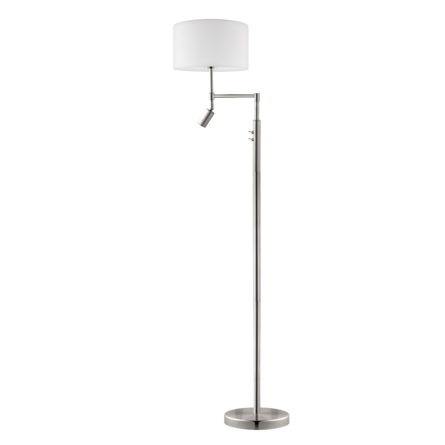 Eglo - Lampada LED da terra TUNJA 1xE27/60W/230V + LED/2,1W diametro 38 cm cromo opaco/bianco