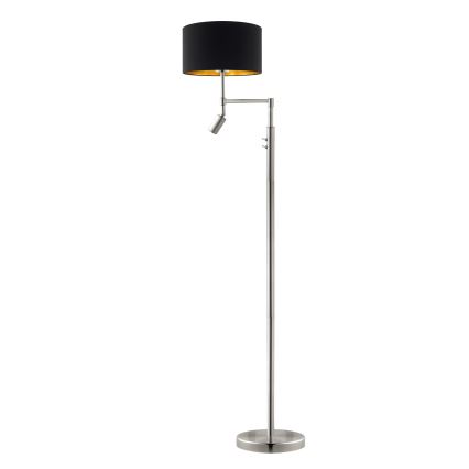 Eglo - Lampada LED da terra TUNJA 1xE27/60W/230V + LED/2,1W diametro 38 cm cromo opaco/nero