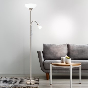 EGLO - Lampadaire 1xE27/60W + 1xE14/25W chrome mat