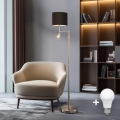 Eglo - Lampadaire TUNJA 1xE27/60W/230V + LED/2,1W d. 30 cm chrome mat/marron