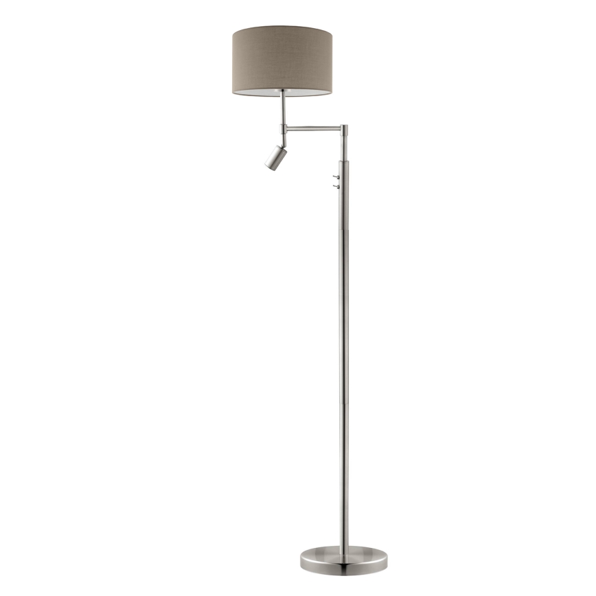 Eglo - Lampadaire TUNJA 1xE27/60W/230V + LED/2,1W d. 38 cm chrome mat/taupe