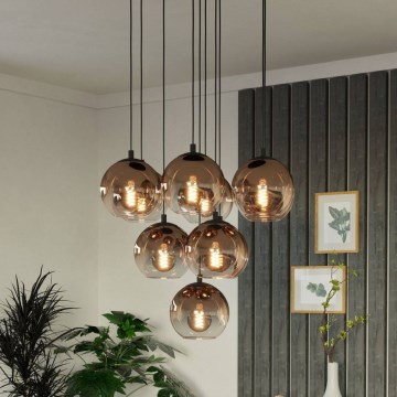Eglo - Lampadario a sospensione con cavo 10xE27/60W/230V nero/beige/fumé