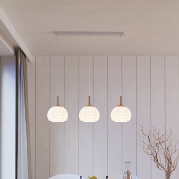 Eglo - Lampadario a sospensione con cavo 3xE27/40W/230V bianco/beige