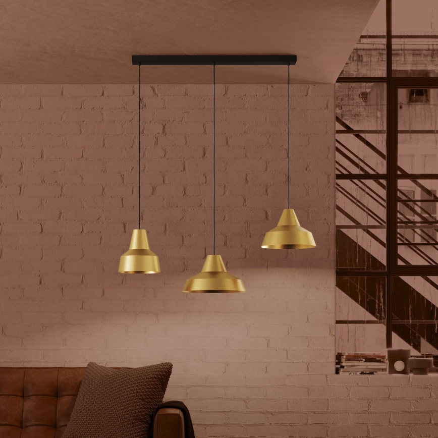 Eglo - Lampadario a sospensione con filo 3xE27/40W/230V oro