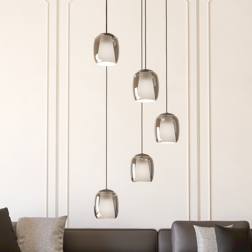 Eglo - Lampadario a sospensione con filo 5xE27/28W/230V grigio