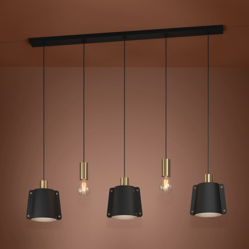 Eglo - Lampadario a sospensione con filo 5xE27/40W/230V nero/oro