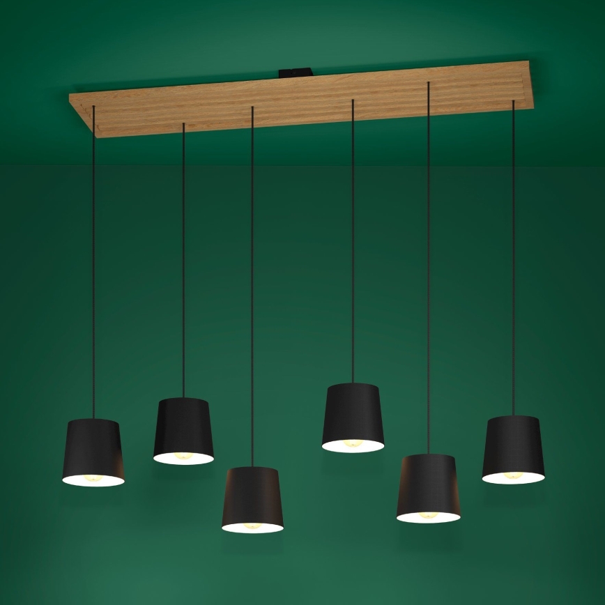 Eglo - Lampadario a sospensione con filo 6xE27/40W/230V nero/marrone
