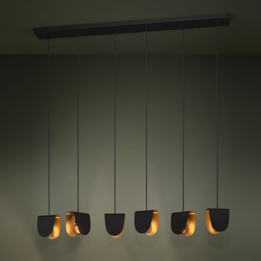 Eglo - Lampadario a sospensione con filo 6xE27/40W/230V nero/oro