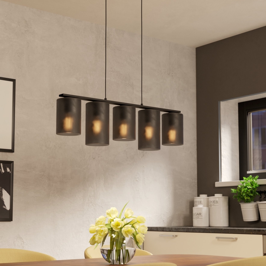 Eglo - Lampadario a sospensione con filo COLOMERA 5xE27/40W/230V grigio