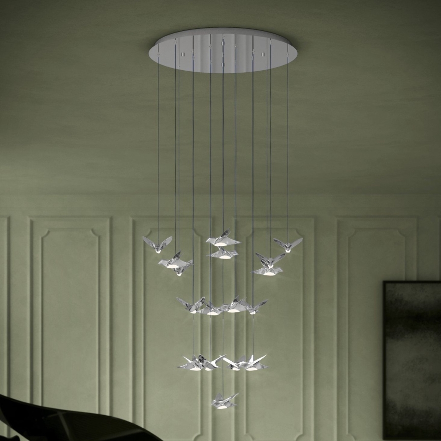 Eglo - Lampadario a sospensione con filo LED dimmerabile 17xLED/3W/230V 3000K cromo lucido