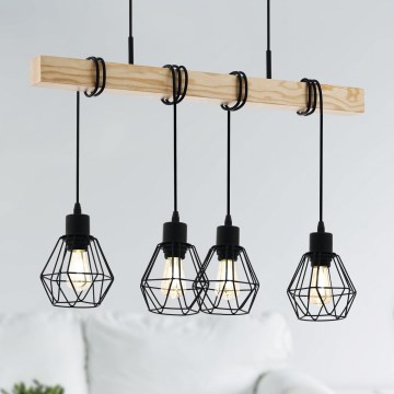Eglo - Lampadario a sospensione con filo TOWNSHEND 4xE27/60W/230V basket