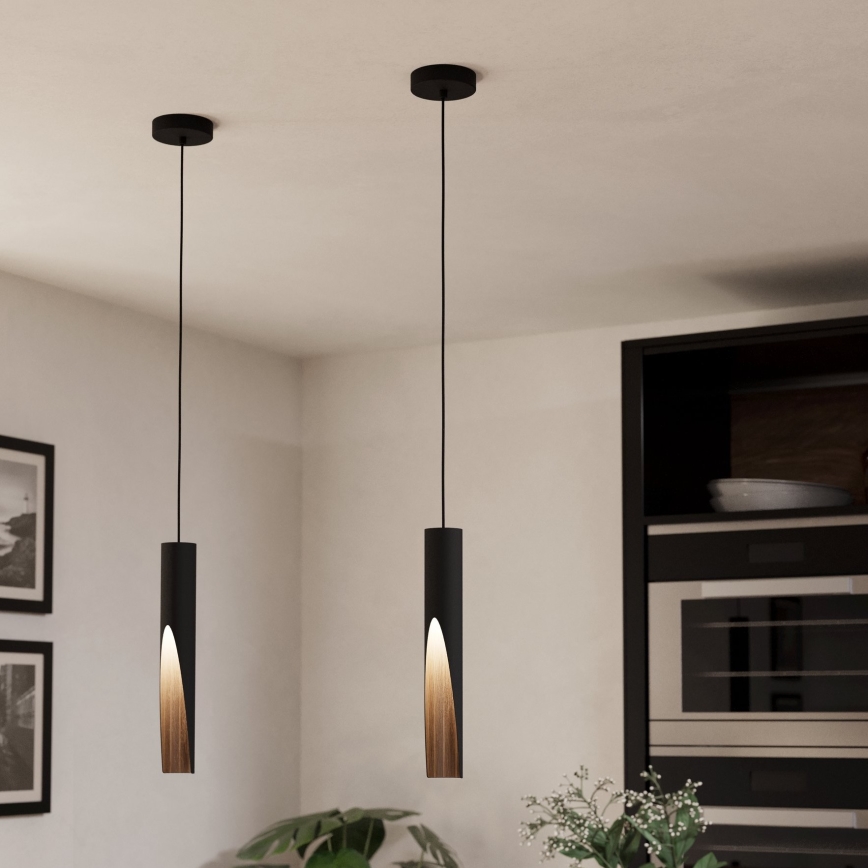 Eglo - Lampadario LED a sospensione con filo 1xGU10/4,5W/230V 3000K nero/marrone