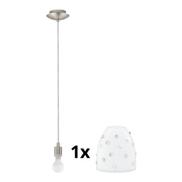 Eglo - Lampadario LED a sospensione con filo MY CHOICE 1xE14/4W/230V  cromo opaco/bianco