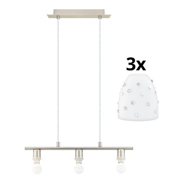 Eglo - Lampadario LED a sospensione con filo MY CHOICE 3xE14/4W/230V cromo opaco/bianco