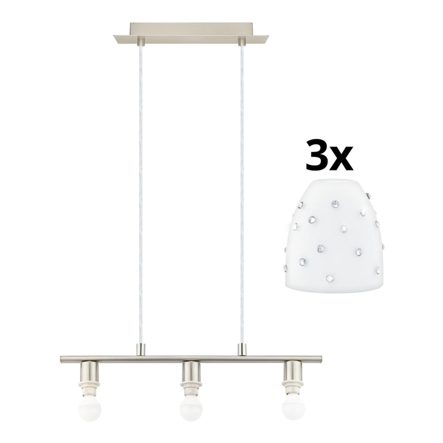 Eglo - Lampadario LED a sospensione con filo MY CHOICE 3xE14/4W/230V cromo opaco/bianco