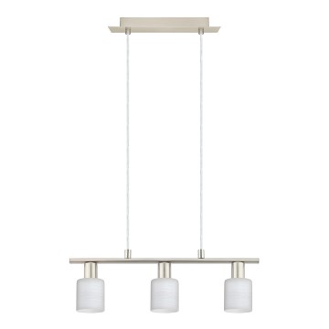 Eglo - Lampadario LED a sospensione con filo MY CHOICE 3xE14/4W/230V cromo opaco/bianco