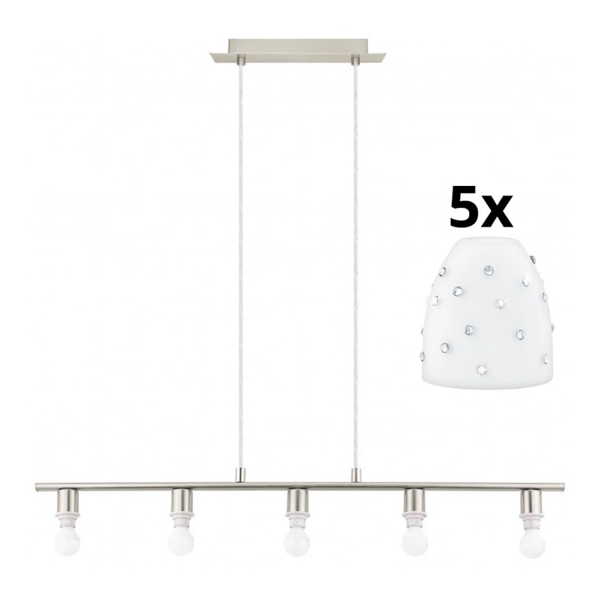 Eglo - Lampadario LED a sospensione con filo MY CHOICE 5xE14/4W/230V cromo opaco/bianco