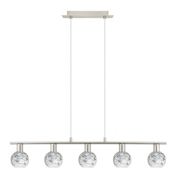 Eglo - Lampadario LED a sospensione con filo MY CHOICE 5xE14/4W/230V cromo opaco/bianco/nero