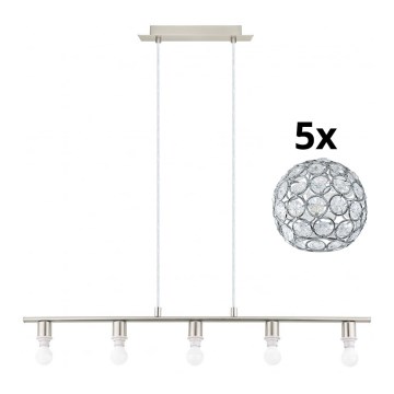 Eglo - Lampadario LED a sospensione con filo MY CHOICE 5xE14/4W/230V cromo opaco