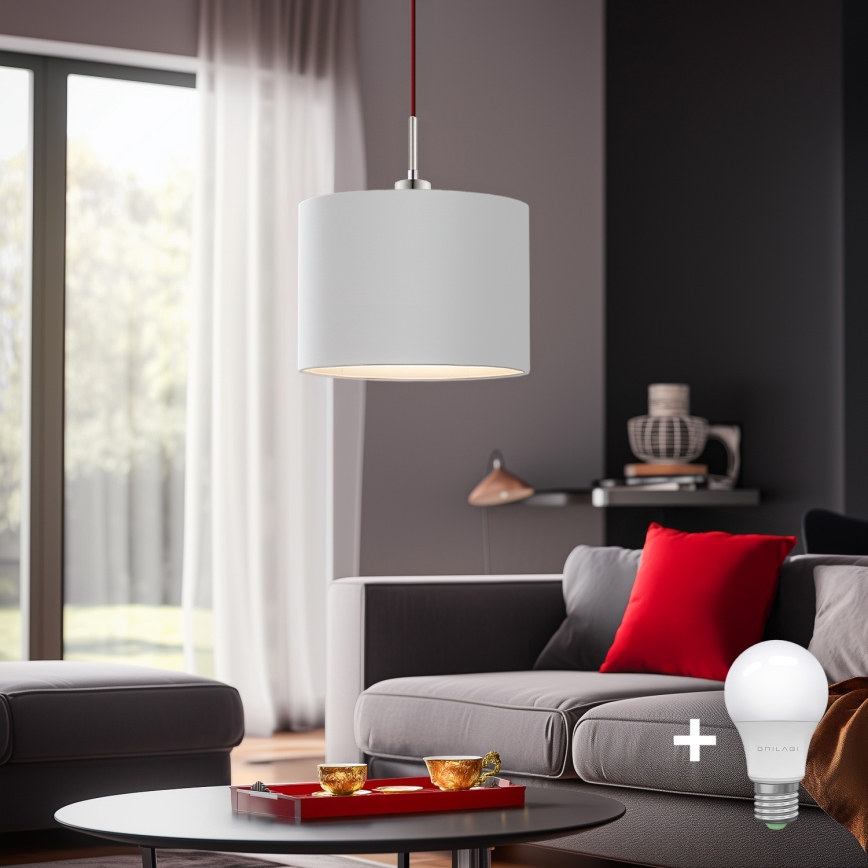 Eglo - Lampadario LED a sospensione con filo TUNJA 1xE27/60W/230V bianco