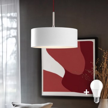 Eglo - Lampadario LED a sospensione con filo TUNJA 1xE27/60W/230V bianco