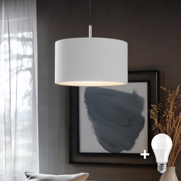 Eglo - Lampadario LED a sospensione con filo TUNJA 1xE27/60W/230V bianco