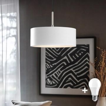 Eglo - Lampadario LED a sospensione con filo TUNJA 1xE27/60W/230V bianco
