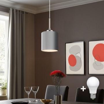 Eglo - Lampadario LED a sospensione con filo TUNJA 1xE27/60W/230V grigio