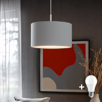 Eglo - Lampadario LED a sospensione con filo TUNJA 1xE27/60W/230V grigio