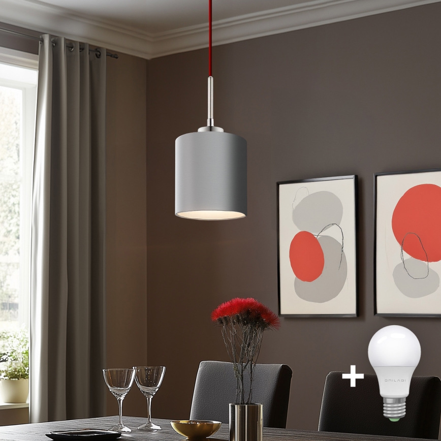 Eglo - Lampadario LED a sospensione con filo TUNJA 1xE27/60W/230V grigio