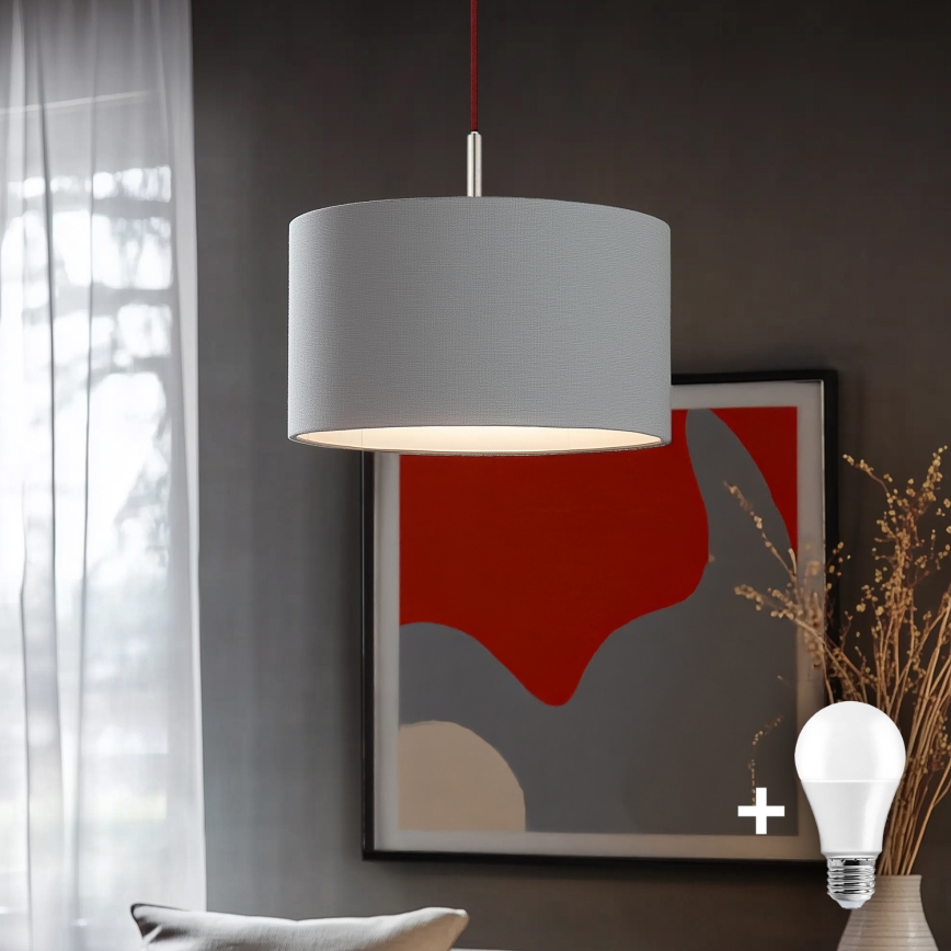 Eglo - Lampadario LED a sospensione con filo TUNJA 1xE27/60W/230V grigio
