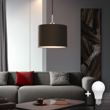 Eglo - Lampadario LED a sospensione con filo TUNJA 1xE27/60W/230V marrone
