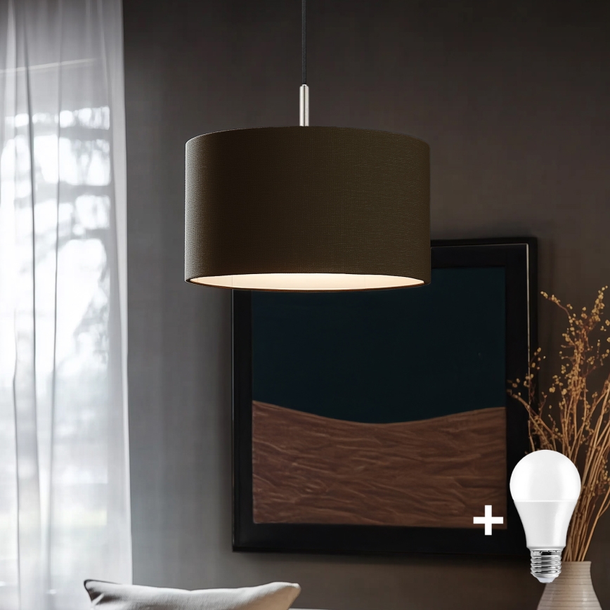 Eglo - Lampadario LED a sospensione con filo TUNJA 1xE27/60W/230V marrone
