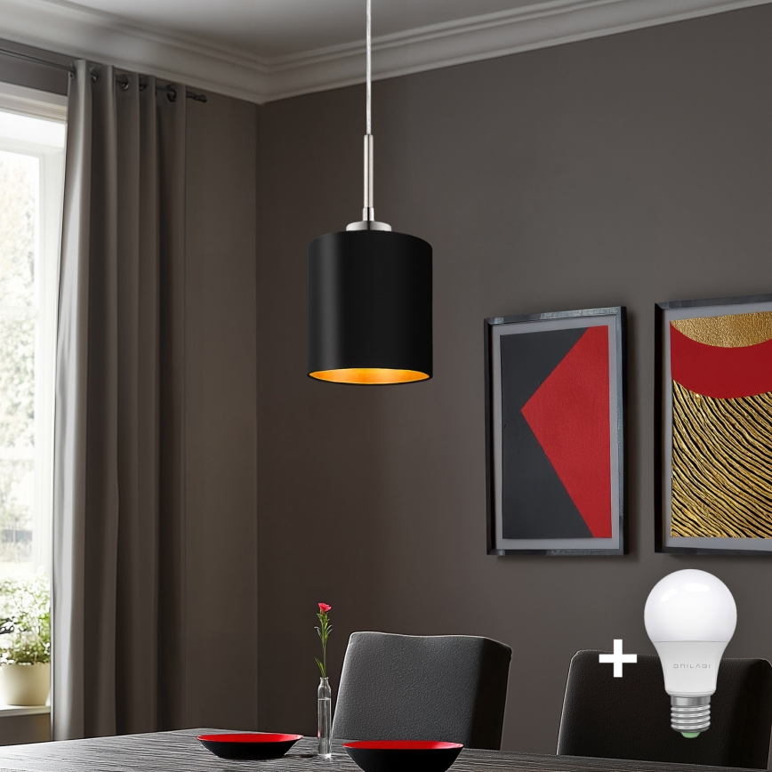 Eglo - Lampadario LED a sospensione con filo TUNJA 1xE27/60W/230V nero