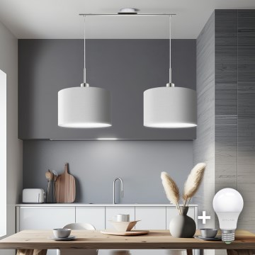 Eglo - Lampadario LED a sospensione con filo TUNJA 2xE27/60W/230V bianco