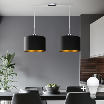 Eglo - Lampadario LED a sospensione con filo TUNJA 2xE27/60W/230V nero