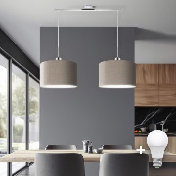 Eglo - Lampadario LED a sospensione con filo TUNJA 2xE27/60W/230V taupe