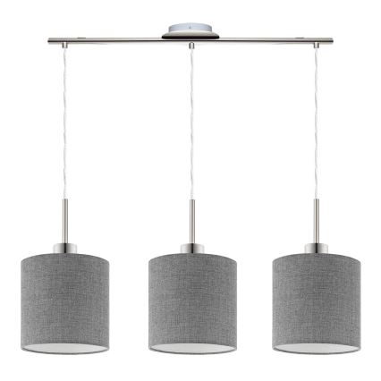 Eglo - Lampadario LED a sospensione con filo TUNJA 3xE27/60W/230V grigio