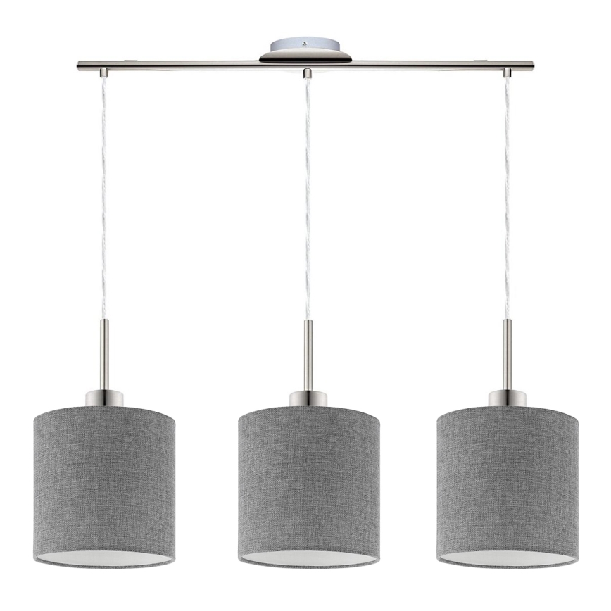 Eglo - Lampadario LED a sospensione con filo TUNJA 3xE27/60W/230V grigio